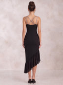 Mermaid Evening Dresses Chiffon V Neck Tea Length Cocktail Party Dress with Beads/Back Zipper