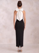 Mermaid Evening Dresses Satin Halter Ankle Length Cocktail Party Dress with Bow/Back Zipper