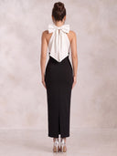 Mermaid Evening Dresses Satin Halter Ankle Length Cocktail Party Dress with Bow/Back Zipper