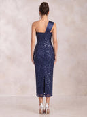 Mermaid Evening Dresses Sequin Lace One Shoulder Ankle Length Cocktail Party Dress with Satin/Back Zipper