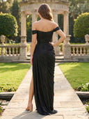 Satin Mermaid Sweehheart Off Shoulder Long Formal Dresses with Slit