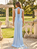 Satin Mermaid Strapless Long Formal Dresses with Scraf