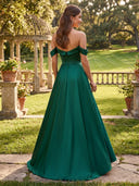 Satin A Line Off Shoulder Long Sweetheart Formal Dresses