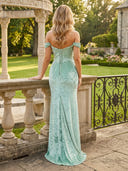 Velvet Mermaid Off Shoulder Long Strapless Formal Dresses with Slit