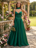 Satin A Line Sweetheat Sleeveless Long Formal Dresses