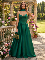 Satin A Line Sweetheat Sleeveless Long Formal Dresses
