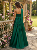 Satin A Line Sweetheat Sleeveless Long Formal Dresses