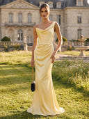 Satin Mermaid One Shoulder Strapless Long Formal Dresses