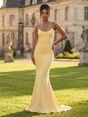 Satin Mermaid Long Strapless Sleeveless Formal Dresses