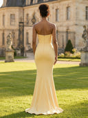 Satin Mermaid Long Strapless Sleeveless Formal Dresses