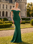 Satin Mermaid Strapless Off Shoulder Long Formal Dresses