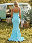 Satin Mermaid Sweetheart Sheath Strapless Long Formal Dresses