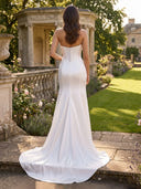 Satin A Line V Neck Strapless Long Formal Dresses with Slit