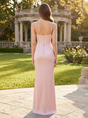 Satin Mermaid Corset Long Sweetheart Formal Dresses with Slit