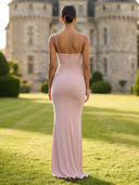 Satin Spaghetti Straps Mermaid Long Formal Dresses