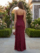 Jacquard Satin Mermaid Formal Dresses with Slit