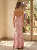 Satin Mermaid Spaghetti Straps Formal Dresses with Jacquard