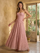Lace Tulle A Line Strapless Mermaid Floor Length Formal Dresses