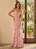 Satin Jacquard Mermaid Sweetheart Long Formal Dresses