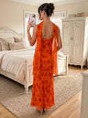 Chiffon Square Neck A Line Floor Length Formal Dresses with Scarf