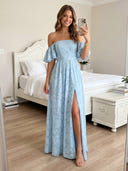 Chiffon Strapless A Line Floor Length Formal Dresses