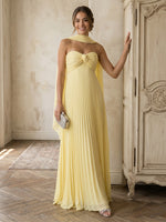 Chiffon Strapless A Line Long Formal Dresses with Scarf