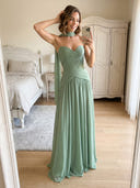 Chiffon Strapless A Line Floor Length Formal Dresses with Scarf