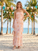 Tulle Mermaid Strapless Long Formal Dresses with Scarf