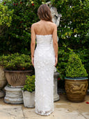 Tulle Strapless Mermaid Long Formal Dresses with Flower