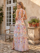 Tulle Halter Long Mermaid Formal Dresses with Flower