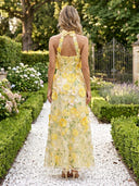 Tulle Mermaid Halter Long Formal Dresses with Flower
