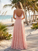 Tulle Cowl Neck A Line Long Formal Dresses with Jacquard