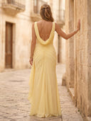 Chiffon Strapless Mermaid Floor Length Formal Dresses with Slit