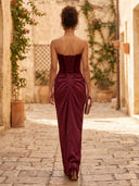 Satin Sheath Mermaid Strapless Long Formal Dresses