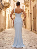 Satin Mermaid Sheath Square Neck Long Formal Dresses