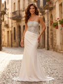 Satin Mermaid Strapless Sleeveless Long Formal Dresses with Pleated