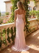 Tulle Mermaid Sweetheart Spaghetti Straps Long Formal Dresses with Floral Print
