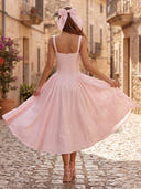 Chiffon A Line Square Neck Spaghetti Straps Long Formal Dresses with Drop Waist