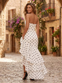 Chiffon Mermaid Strapless Long Formal Dresses with Ruffles