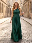 A Line One Shoulder Sleeveless Long Formal Dresses