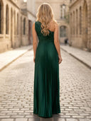 A Line One Shoulder Sleeveless Long Formal Dresses