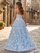 A Line Sweetheart Sleeveless Long Formal Dresses with Flower