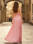 A Line Halter Satin Pleated Sleeveless Formal Dresses