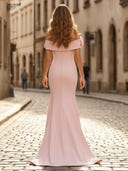 Mermaid Off Shoulder Sleeveless Long Formal Dresses with Flower