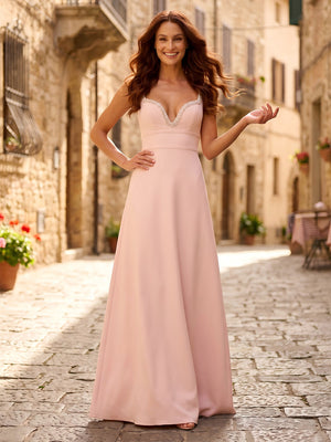 A Line Beading Sweetheart Sleeveless Long Formal Dresses