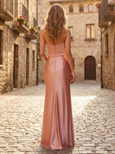 Satin Mermaid Strapless Long Formal Dresses with Slit