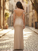 Sequin Mermaid Off Shoulder Long Formal Dresses with Slit