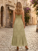 Chiffon A Line Square Neck Spaghetti Straps Long Formal Dresses with Slit
