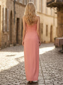 Satin Mermaid Strapless Long Formal Dresses with Pleated