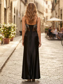 Satin Mermaid Spaghetti Straps Long Formal Dresses with Sequin